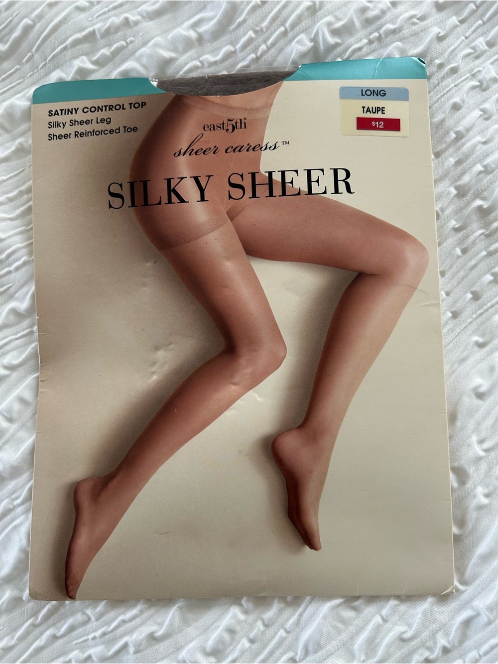 NWT - Size Long - East 5th Sheer Silky Control Top Pantyhose in Taupe